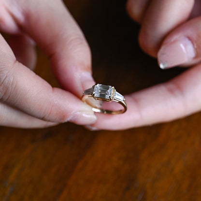 2.0 CT Emerald Cut Three Stone Moissanite Engagement Ring