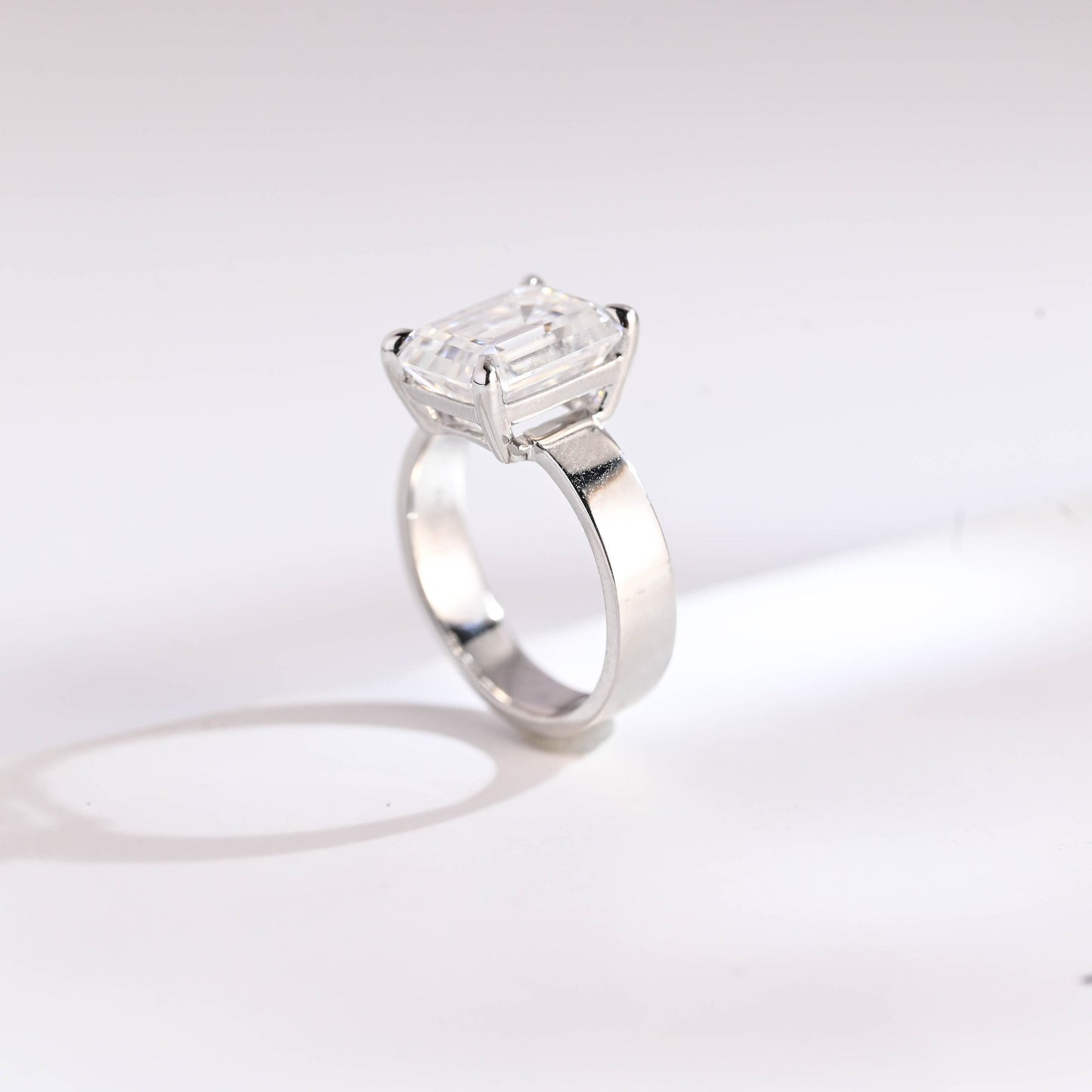 4.5 CT Emerald Cut Solitaire Moissanite Engagement Ring