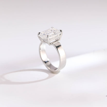 4.5 CT Emerald Cut Solitaire Moissanite Engagement Ring