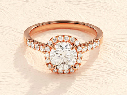 Jean- 2.0 CT Cushion Halo Pave Moissanite Ring