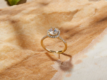 Jean- 2.0 CT Cushion Halo Pave Moissanite Ring