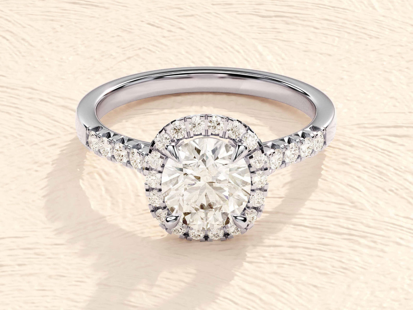 Jean- 2.0 CT Cushion Halo Pave Moissanite Ring