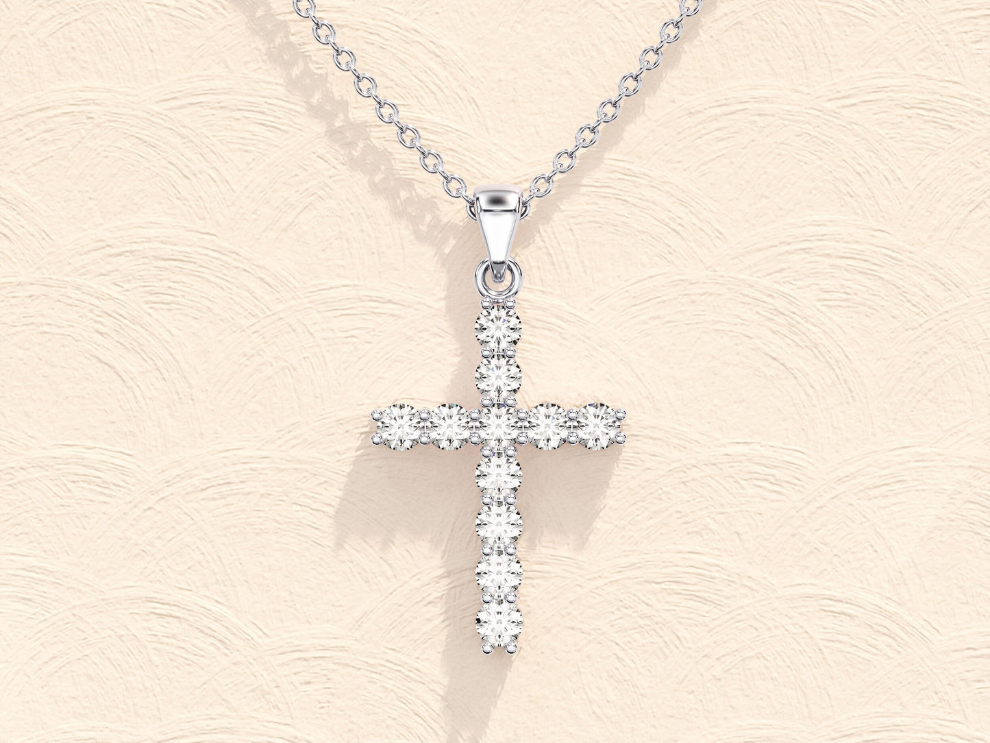 Luna - 0.24 TCW Round Cross Moissanite Necklace