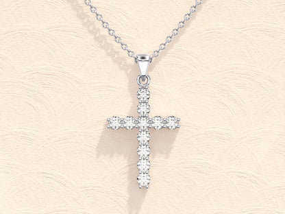 Luna - 0.24 TCW Round Cross Moissanite Necklace