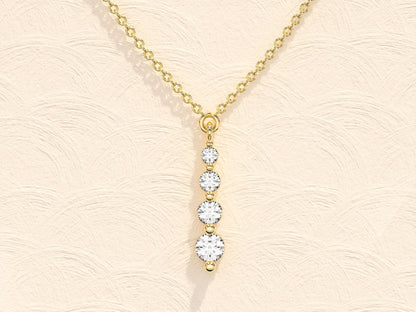 0.11 TCW Round Moissanite Diamond Drop Pendant Necklace