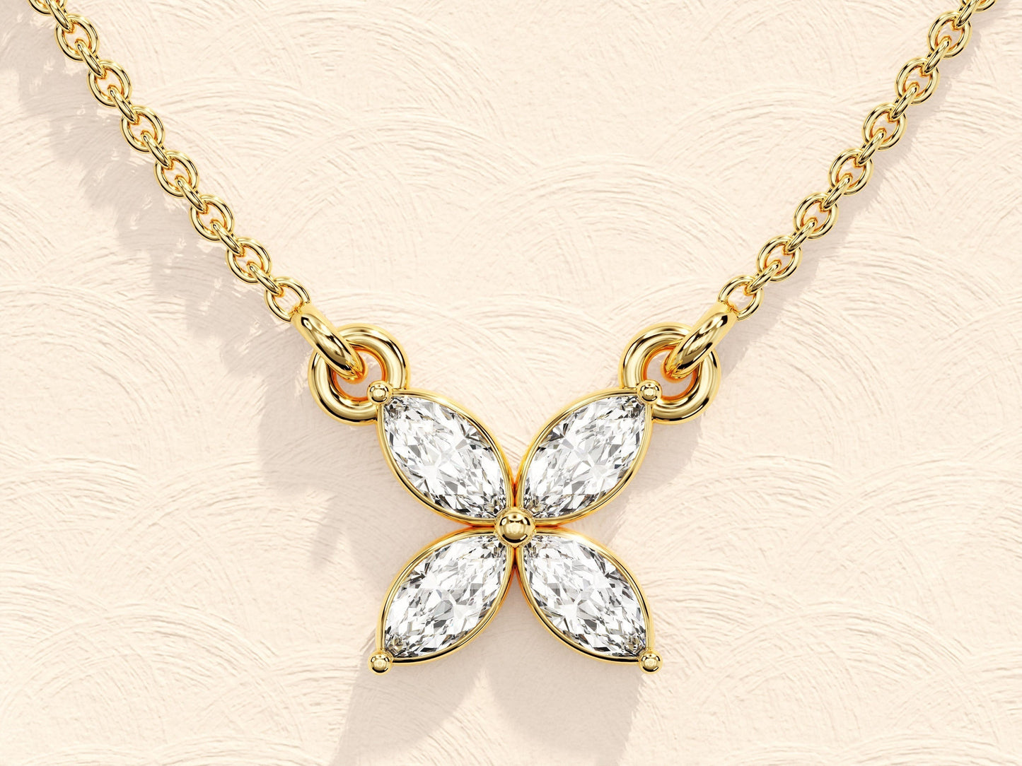 Ivy - 0.40 TCW Marquise Clover Moissanite Necklace