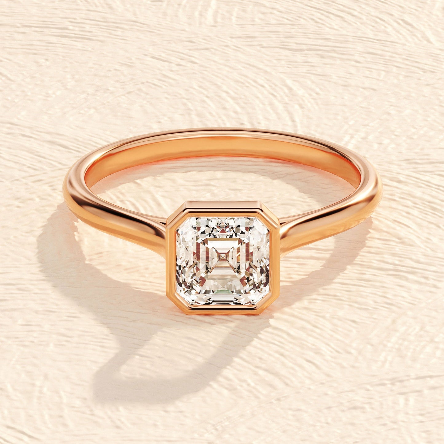 Alice- 3.5 CT Asscher Bezel Moissanite Ring