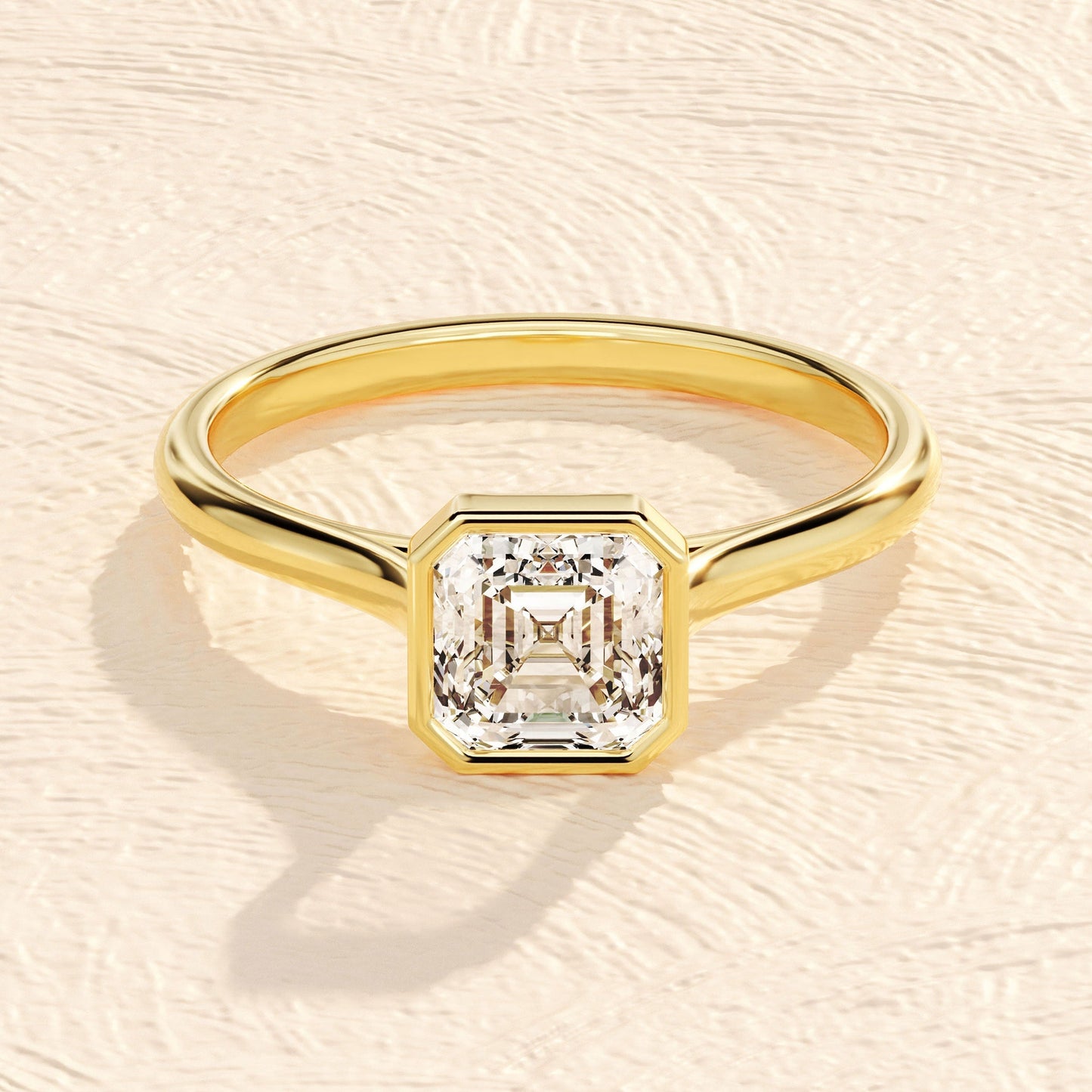 Alice- 3.5 CT Asscher Bezel Moissanite Ring