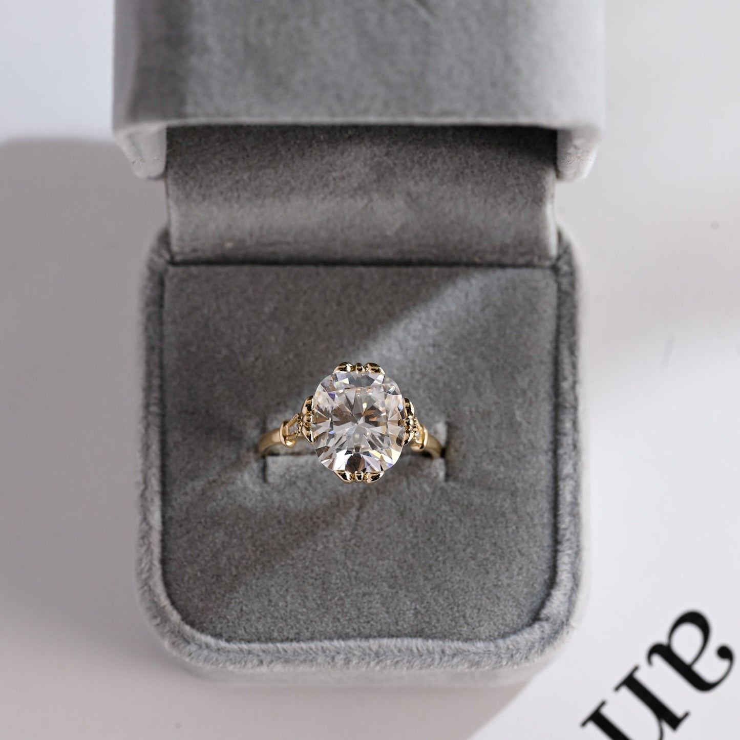 5.0 CT Cushion Cut Vintage Style Moissanite Engagement Ring