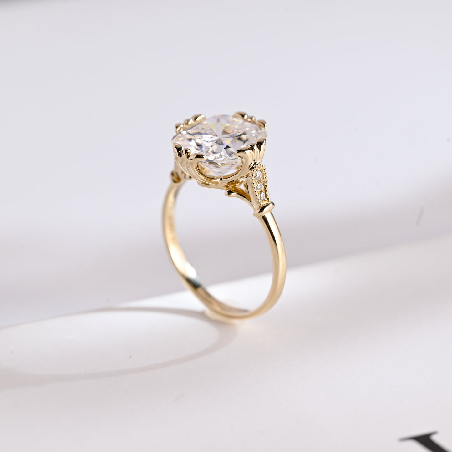 5.0 CT Cushion Cut Vintage Style Moissanite Engagement Ring