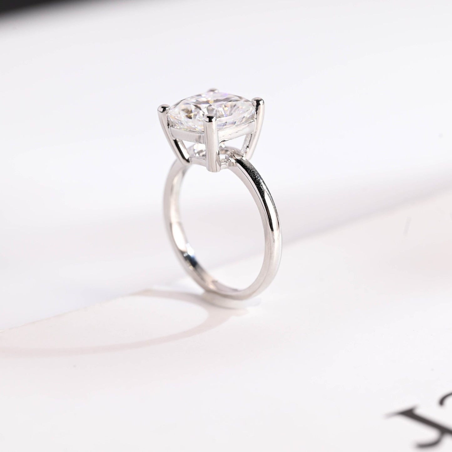 5.0 CT Cushion Cut Solitaire Moissanite Engagement Ring