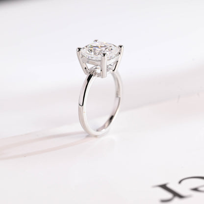 5.0 CT Cushion Cut Solitaire Moissanite Engagement Ring