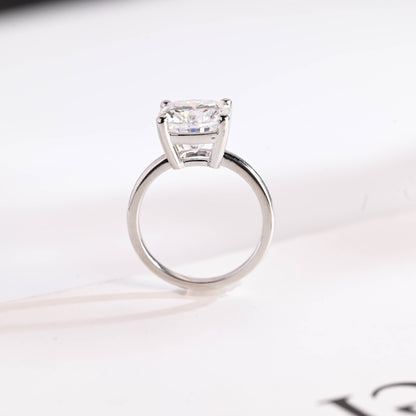 5.0 CT Cushion Cut Solitaire Moissanite Engagement Ring