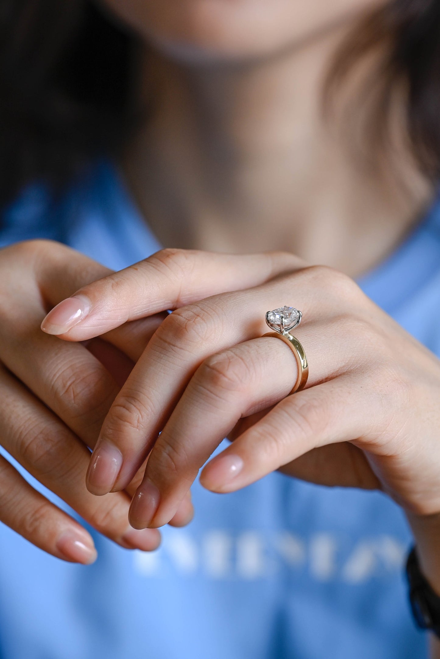 3.0 CT Oval Cut Solitaire Moissanite Engagement Ring