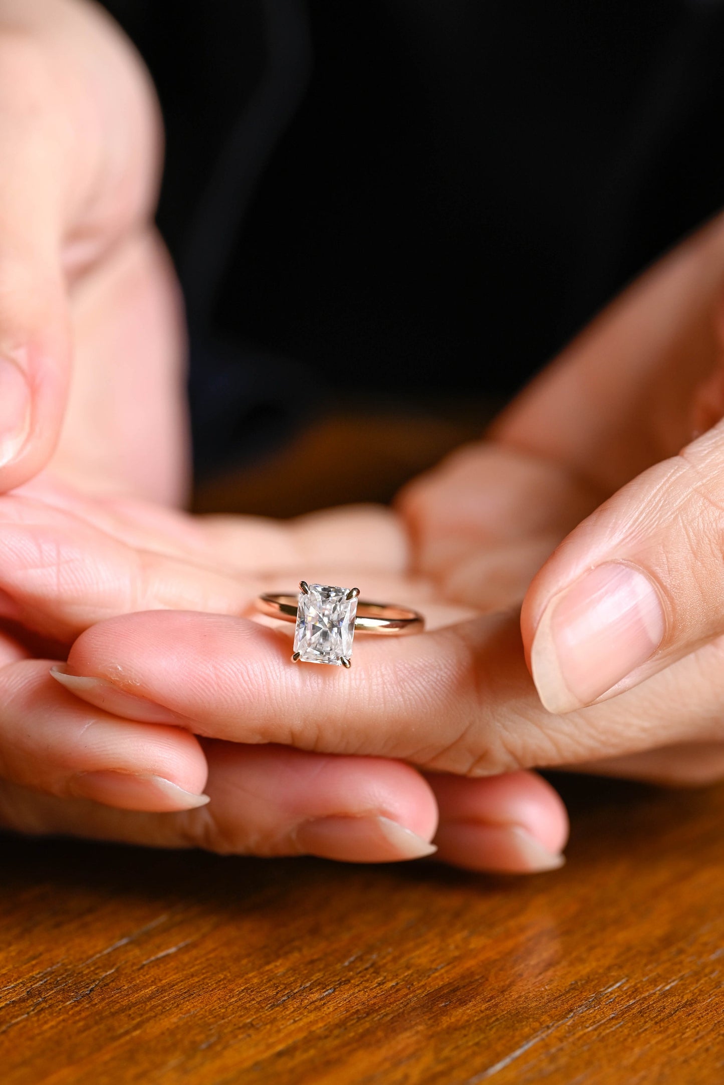 2.0 CT Radiant Cut Hidden Halo Moissanite Engagement Ring