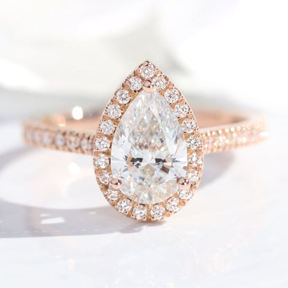 Sophie- 2.0 CT Pear Moissanite Halo & Pave Bridal Ring Set