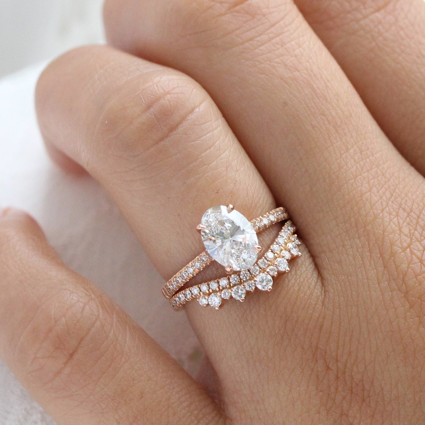 Brooklyn- 1.20 CT Oval Moissanite  Pave Bridal Ring Set