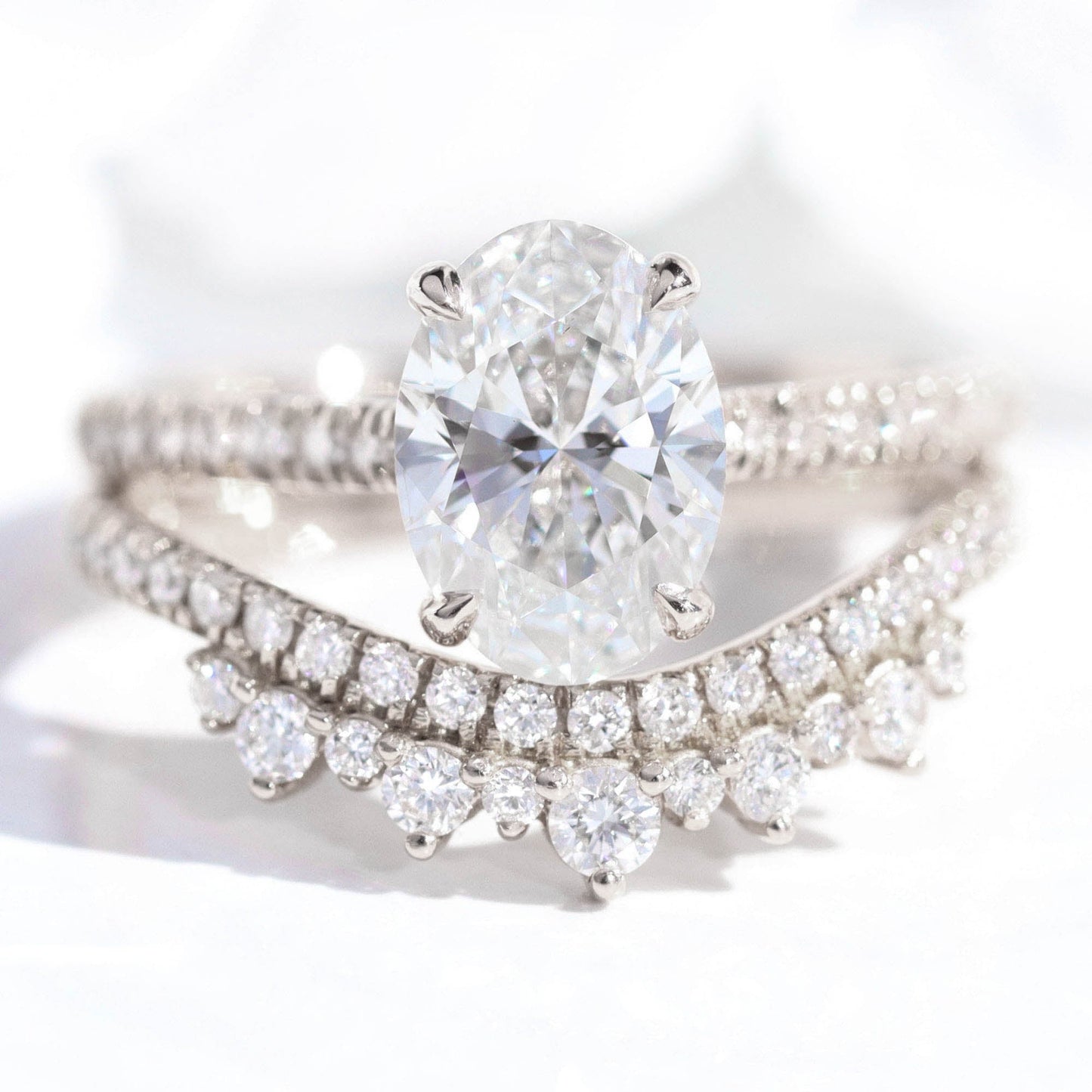 Brooklyn- 1.20 CT Oval Moissanite  Pave Bridal Ring Set