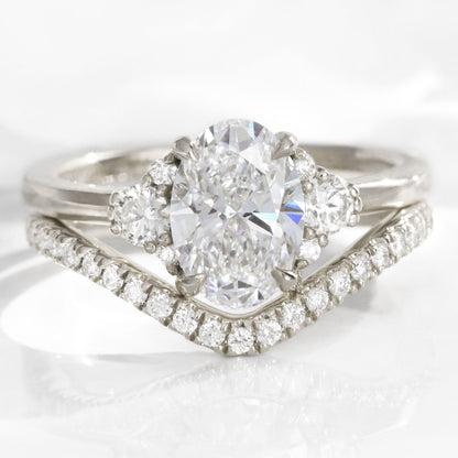 Evelyn- 1.20 CT Oval Moissanite Cluster Bridal Ring Set