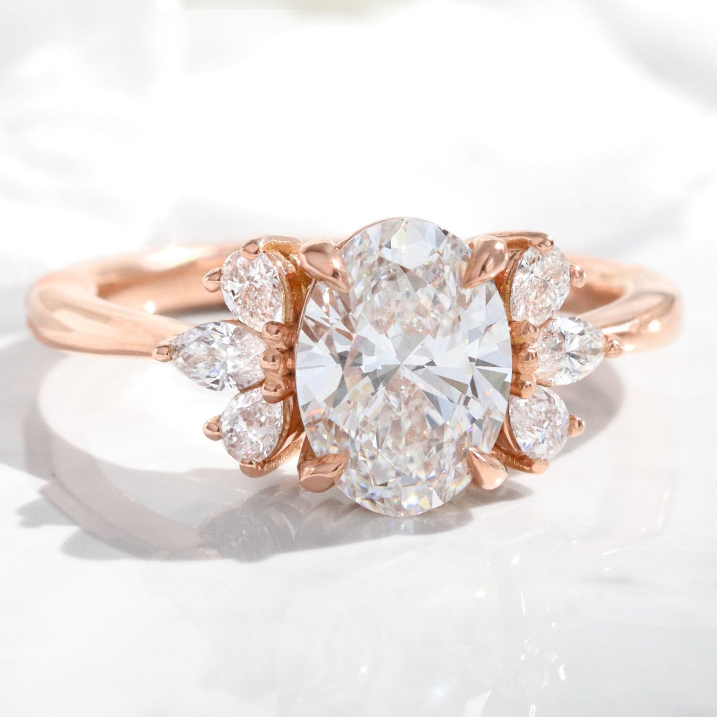 Lucy- 2.0 CT Marquise ,Pear & Oval Moissanite Cluster Bridal Ring Set