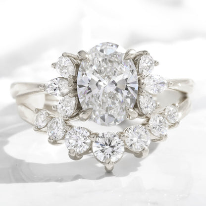 Isabelle- 1.0 CT Pear, Round & Marquise  Moissanite Cluster Bridal Ring Set