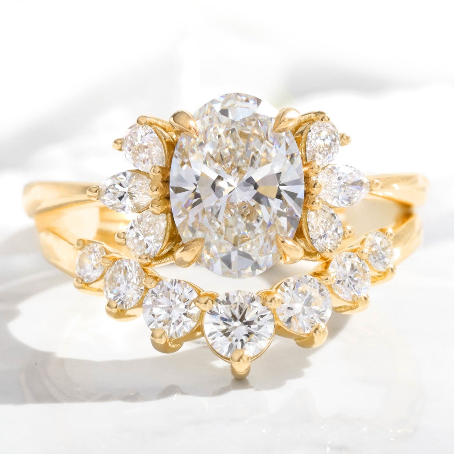 Isabelle- 1.0 CT Pear, Round & Marquise  Moissanite Cluster Bridal Ring Set