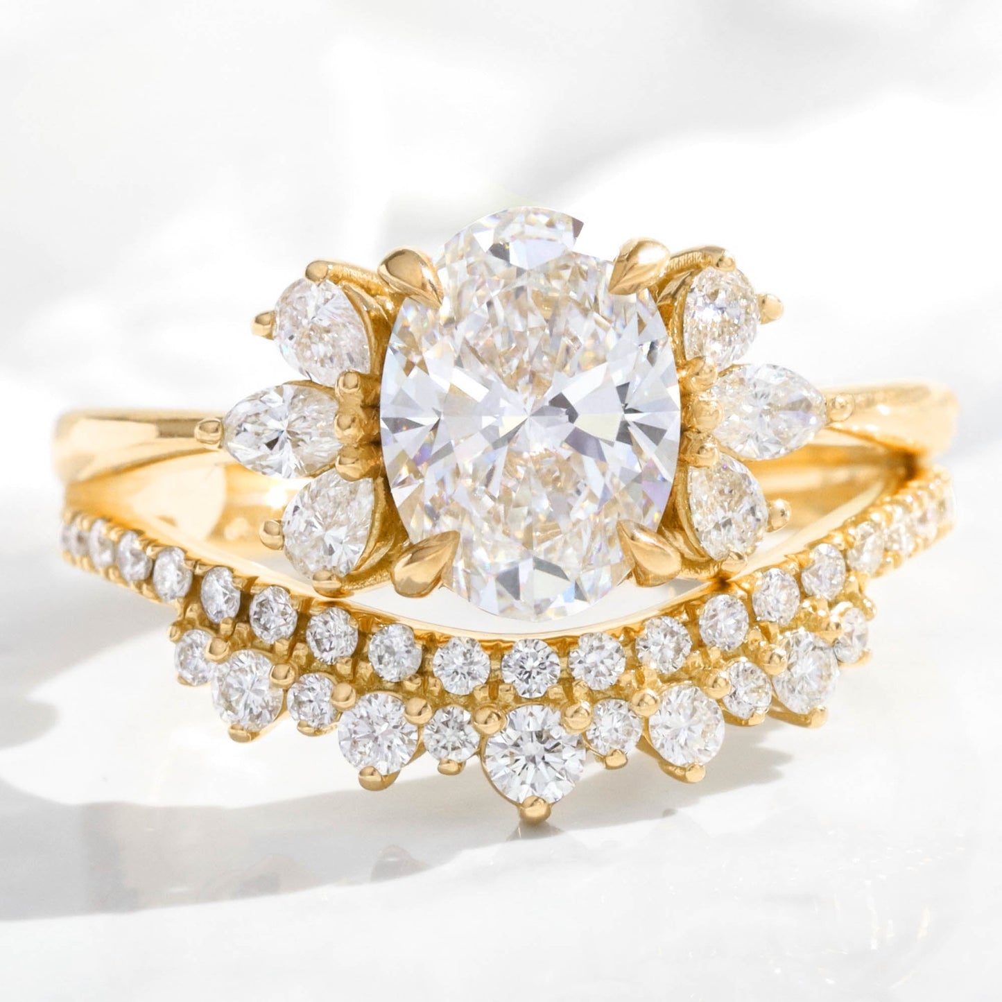 Lucy- 2.0 CT Marquise ,Pear & Oval Moissanite Cluster Bridal Ring Set