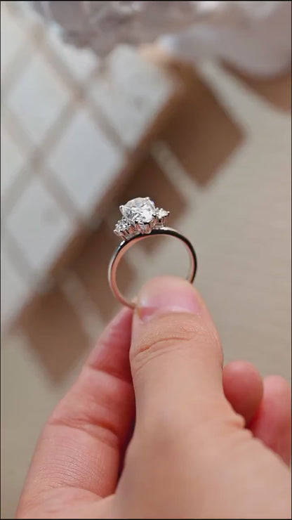 0.8 CT Pear Cut Cluster Moissanite Engagement Ring