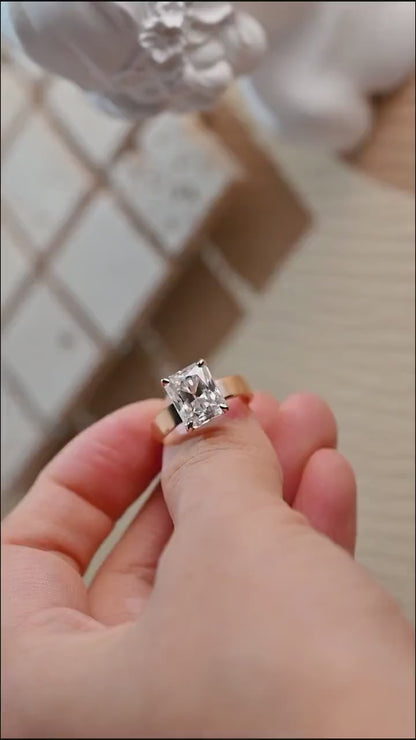 1.0 CT Radiant Cut Solitaire Moissanite Engagement Ring